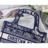 Mini Book Tote Blue Toile de Jouy Reverse Embroidery M1271