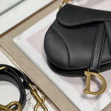 Mini Saddle Bag with Strap Grained Calfskin M0456
