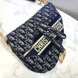 Oblique Embroidered Velvet Saddle Bag M0446C