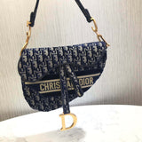 Oblique Embroidered Velvet Saddle Bag M0446C