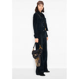 Oblique Embroidered Velvet Saddle Bag M0446C