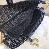 Oblique Embroidered Velvet Saddle Bag M0446C