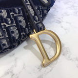 Oblique Embroidered Velvet Saddle Bag M0446C