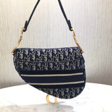 Oblique Embroidered Velvet Saddle Bag M0446C