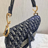 Oblique Embroidered Velvet Saddle Bag M0446C
