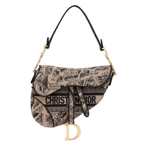   Saddle Bag Beige and Black Plan de Paris Embroidery M0446