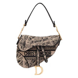   Saddle Bag Beige and Black Plan de Paris Embroidery M0446