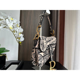 Saddle Bag Beige and Black Plan de Paris Embroidery M0446