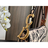 Saddle Bag Beige and Black Plan de Paris Embroidery M0446