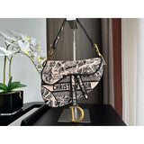 Saddle Bag Beige and Black Plan de Paris Embroidery M0446
