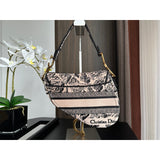 Saddle Bag Beige and Black Plan de Paris Embroidery M0446