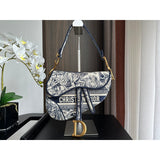 Saddle Bag Blue Toile de Jouy Embroidery M0446