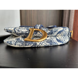 Saddle Bag Blue Toile de Jouy Embroidery M0446