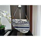 Saddle Bag Blue Toile de Jouy Embroidery M0446
