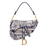Saddle Bag Blue Toile de Jouy Embroidery M0446