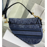 Saddle Bag Denim Blue Toile de Jouy Embroidery M0446