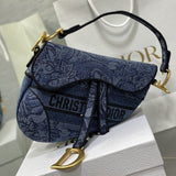 Saddle Bag Denim Blue Toile de Jouy Embroidery M0446