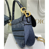 Saddle Bag Denim Blue Toile de Jouy Embroidery M0446