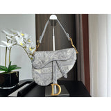 Saddle Bag Grey Toile de Jouy Embroidery M0446