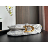 Saddle Bag Grey Toile de Jouy Embroidery M0446