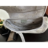Saddle Bag Grey Toile de Jouy Embroidery M0446