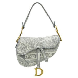   Saddle Bag Grey Toile de Jouy Embroidery M0446