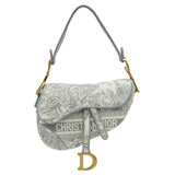   Saddle Bag Grey Toile de Jouy Embroidery M0446