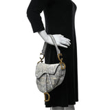 Saddle Bag Grey Toile de Jouy Embroidery M0446