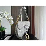 Saddle Bag Grey Toile de Jouy Embroidery M0446