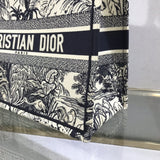 Small Book Tote Blue Toile de Jouy Palms Embroidery M1296