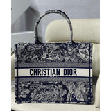 Small Book Tote Blue Toile de Jouy Reverse Embroidery M1296