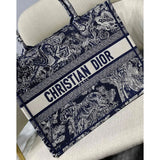 Small Book Tote Blue Toile de Jouy Reverse Embroidery M1296