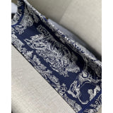 Small Book Tote Blue Toile de Jouy Reverse Embroidery M1296