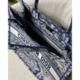 Small Book Tote Blue Toile de Jouy Reverse Embroidery M1296