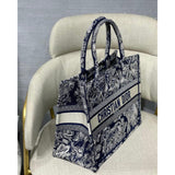 Small Book Tote Blue Toile de Jouy Reverse Embroidery M1296