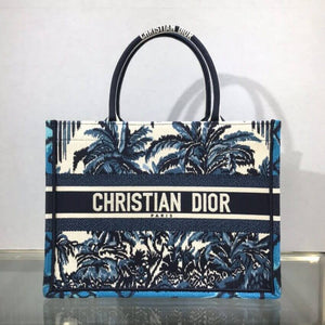   Small Book Tote in Blue Palms Embroidery M1296