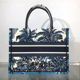 Small Book Tote in Blue Palms Embroidery M1296