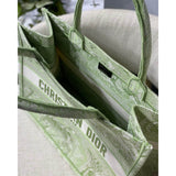 Small Book Tote Lime Toile de Jouy Reverse Embroidery M1296