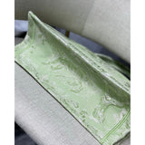 Small Book Tote Lime Toile de Jouy Reverse Embroidery M1296