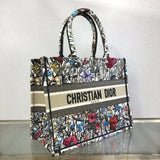 Small Book Tote Multicolor Mille Fleurs Embroidery M1296