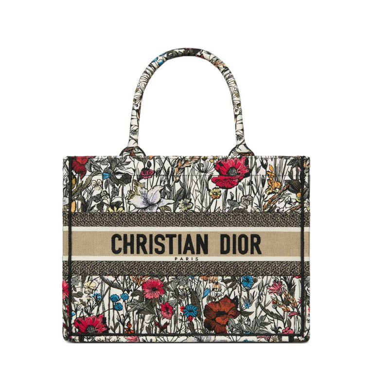 Small Book Tote Multicolor Mille Fleurs Embroidery M1296