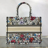 Small Book Tote Multicolor Mille Fleurs Embroidery M1296
