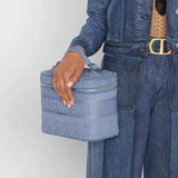 Travel Vanity Case Denim Cannage Embroidery S5480
