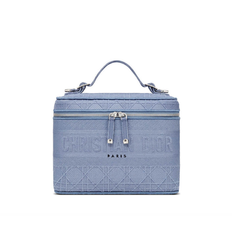 Travel Vanity Case Denim Cannage Embroidery S5480