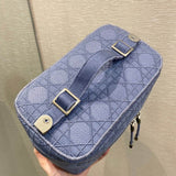 Travel Vanity Case Denim Cannage Embroidery S5480