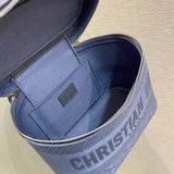 Travel Vanity Case Denim Cannage Embroidery S5480