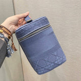 Travel Vanity Case Denim Cannage Embroidery S5480
