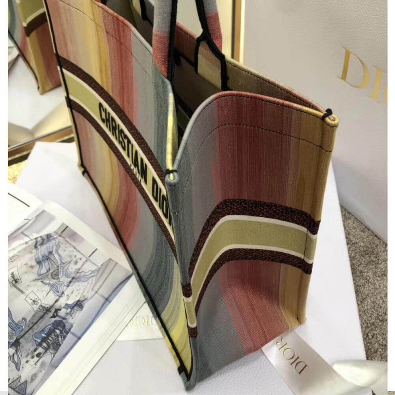 aura Book Tote Multicolor Stripe Embroidery M1286