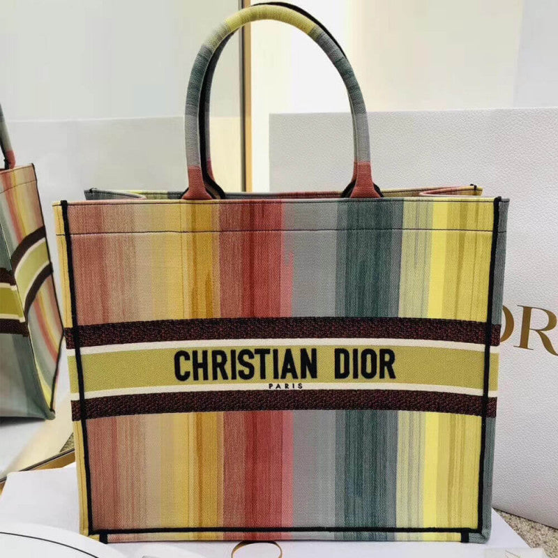 aura Book Tote Multicolor Stripe Embroidery M1286