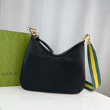Black Leather Attache Medium Shoulder Bag 702823
